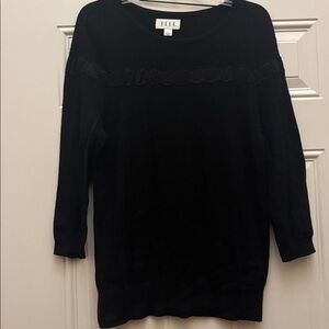 Elle Midnight Black Knit Top with lace details size large